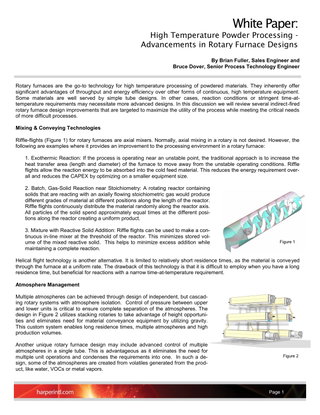 High Temperature Powder Processing - Advancements in Rotary Furnace Designs