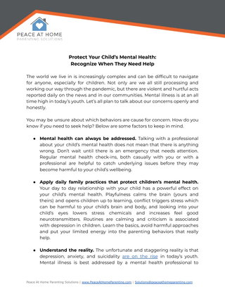 Protect Your Child's Mental Health: Recognize When They Need Help