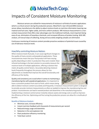 Impacts of Consistent Moisture Monitoring