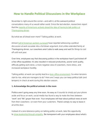 How to Handle Political Discussions in the Workplace