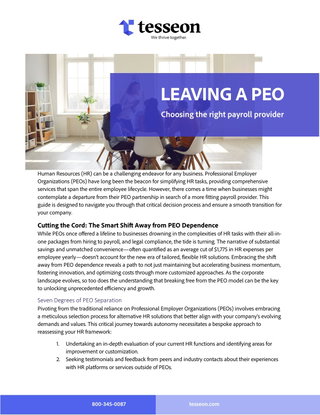 Leaving a PEO. Choosing the right payroll services.