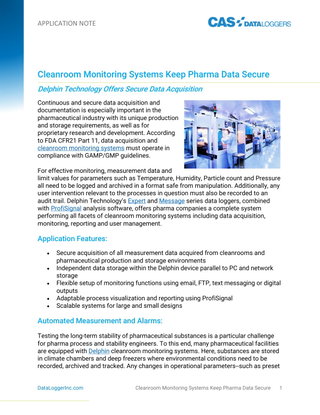 Cleanroom Monitoring Systems Keep Pharma Data Secure
