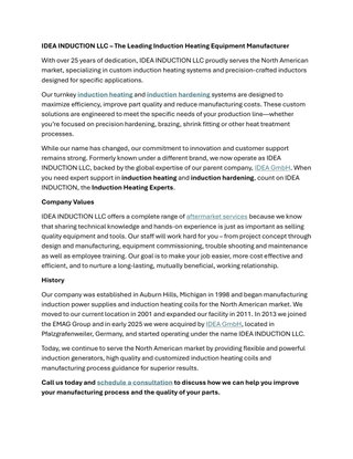 IDEA INDUCTION LLC – The Leading Induction Heating Equipment Manufacturer