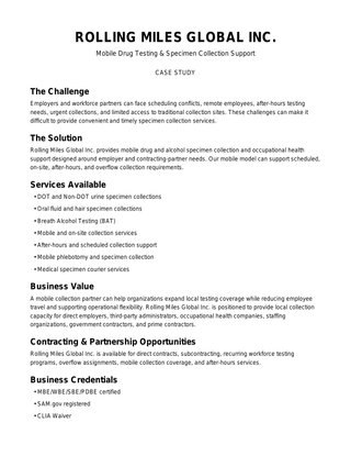 Mobile Drug Testing & Specimen Collection Support for Employers