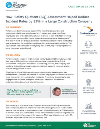 How Safety Quotient (SQ) Assessment Helped Reduce Incident Rates by 15% in a Large Construction Company