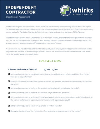 1099 or W2s Assessment 