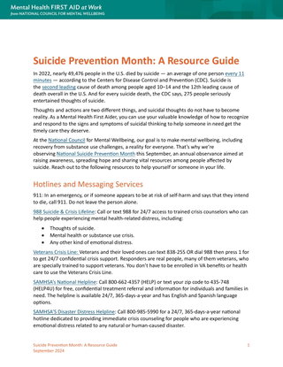 Suicide Prevention Month: A Resource Guide