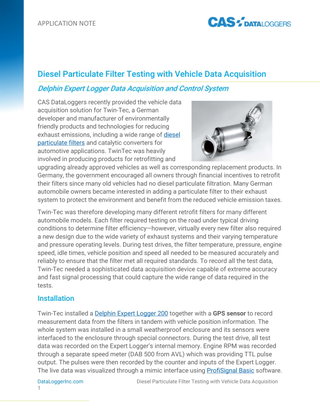 Diesel Particulate Filter Testing with Vehicle Data Acquisition