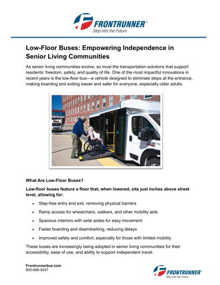 Low-Floor Buses: Empowering Independence in Senior Living Communities