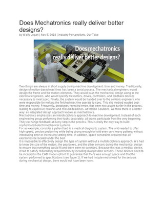 Does Mechatronics really deliver better designs?