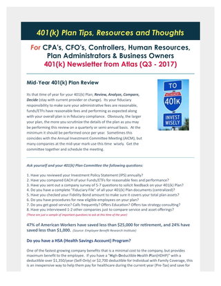 Atlas 401(k) Newsletter Q3 2017