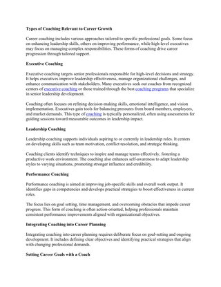 Types of Coaching Relevant to Career Growth