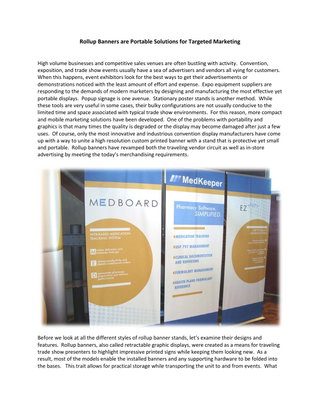 Rollup Banners are Portable Solutions for Targeted Marketing