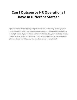 Can I Outsource HR Operations I have in Different States? 
