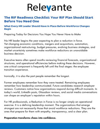 The RIF Readiness Checklist: Your RIF Plan Should Start Before You Need One