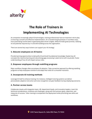 The Role of Trainers in Implementing AI Technologies