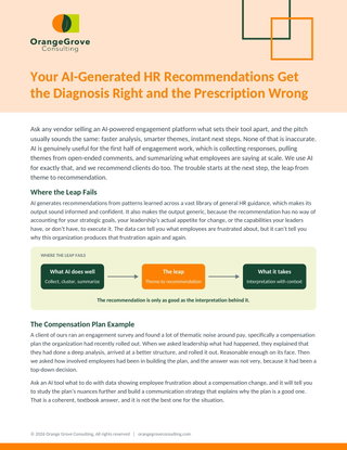 Your AI-Generated HR Recommendations Get the Diagnosis Right and the Prescription Wrong