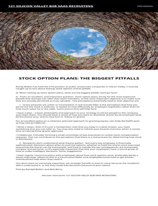 Stock Options Plans: The Biggest Pitfalls