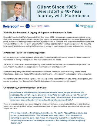 Client Since 1985: Beiersdorf’s 40-Year Journey with Motorlease
