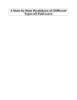 A State-by-State Breakdown of (Different Types of) Paid Leave