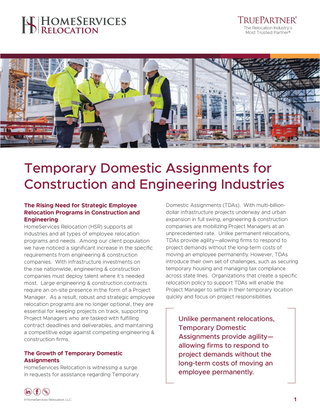 Temporary Domestic Assignments for Construction and Engineering Industries
