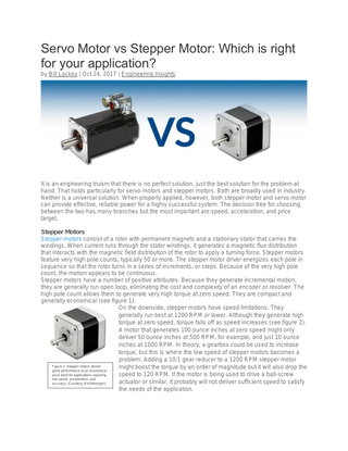 Servo Motor vs Stepper Motor: Which is right for your application?