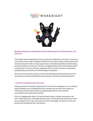 Workplace Etiquette and Holiday Functions