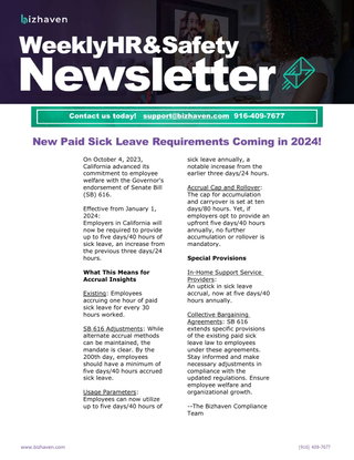 CA Paid Sick Leave Required Increases in 2024