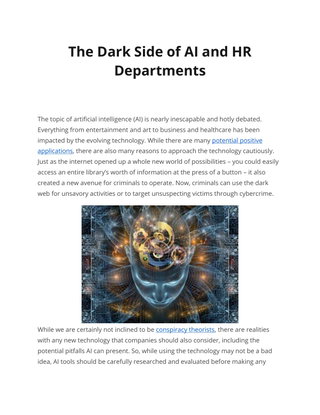 The Dark Side of AI and HR  Departments