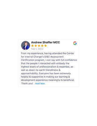 February 2023 DiSC Certification Course Given a 5-star Review