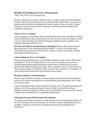 The Impact and Benefits of Coaching on Career Advancement