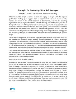Strategies for Addressing Critical Skills Shortages