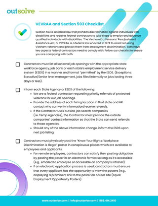 Section 503 and VEVRAA Checklist - Still Required!