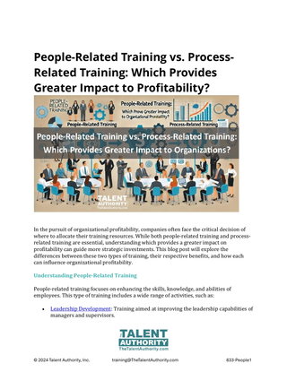 People-Related Training vs. Process-Related Training: Which Provides Greater Impact to Profitability?