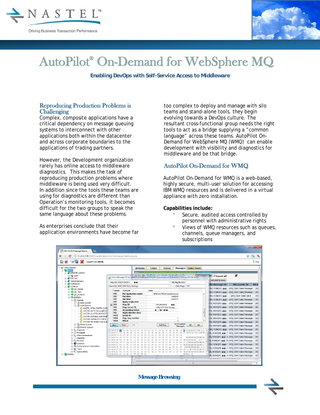 Nastel AutoPilot® On-Demand for WebSphere MQ