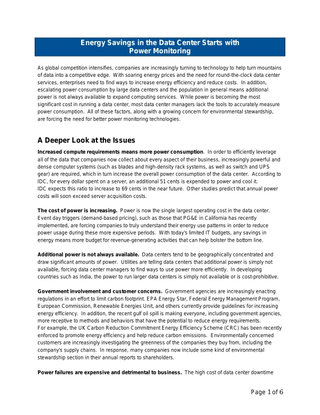 Energy Savings in the Data Center Starts with Power Monitoring