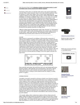 Static Electricity - Cause,  Effects & Solutions