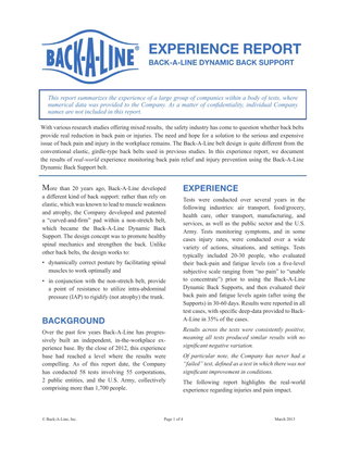 Back-A-Line Experience Report