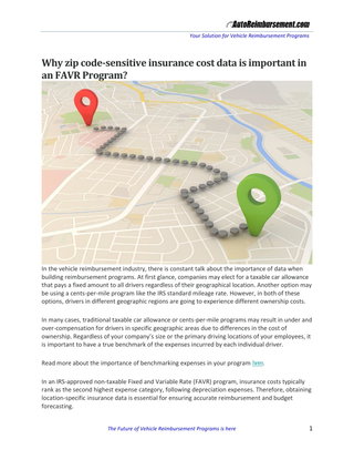 Why zip code-sensitive insurance cost data is important in an FAVR Program