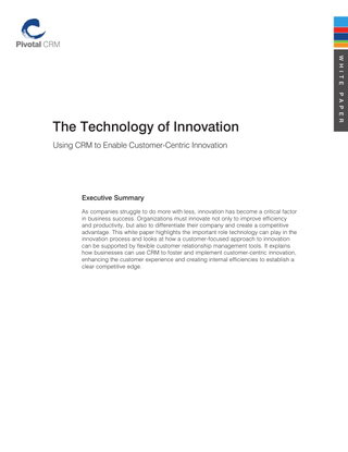 The Technology of Innovation: Using CRM to Enable Customer-Centric Innovation