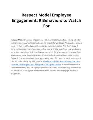 Respect Model Employee Engagement: 9 Behaviors to Watch For 