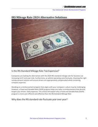 IRS Mileage Rate 2024 Alternative Solutions