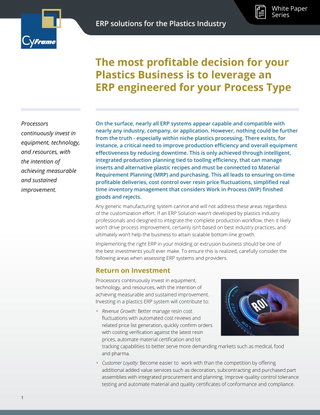 ERP solutions for the Plastics Industry