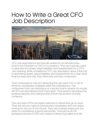 How to Write a Great CFO Job Description