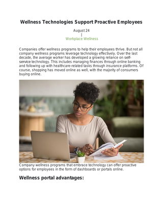 Wellness Technologies Support Proactive Employees