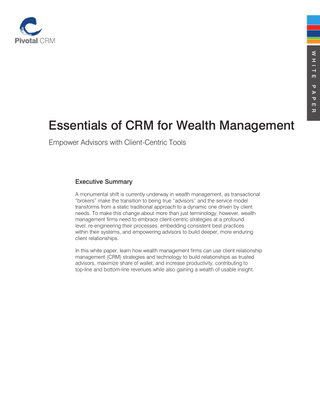 Essentials of CRM for Wealth Management