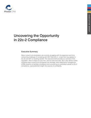 Uncovering the Opportunity in 22c-2 Compliance