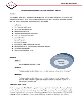 Determining Extractables and Leachables in Polymeric Materials