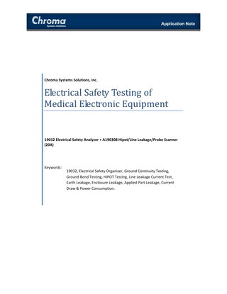 Electrical Safety Testing od Medical Electronic Equipment