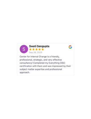 [September 2023] Swati Sengupta gives Center for Internal Change on their DiSC Certification Course!